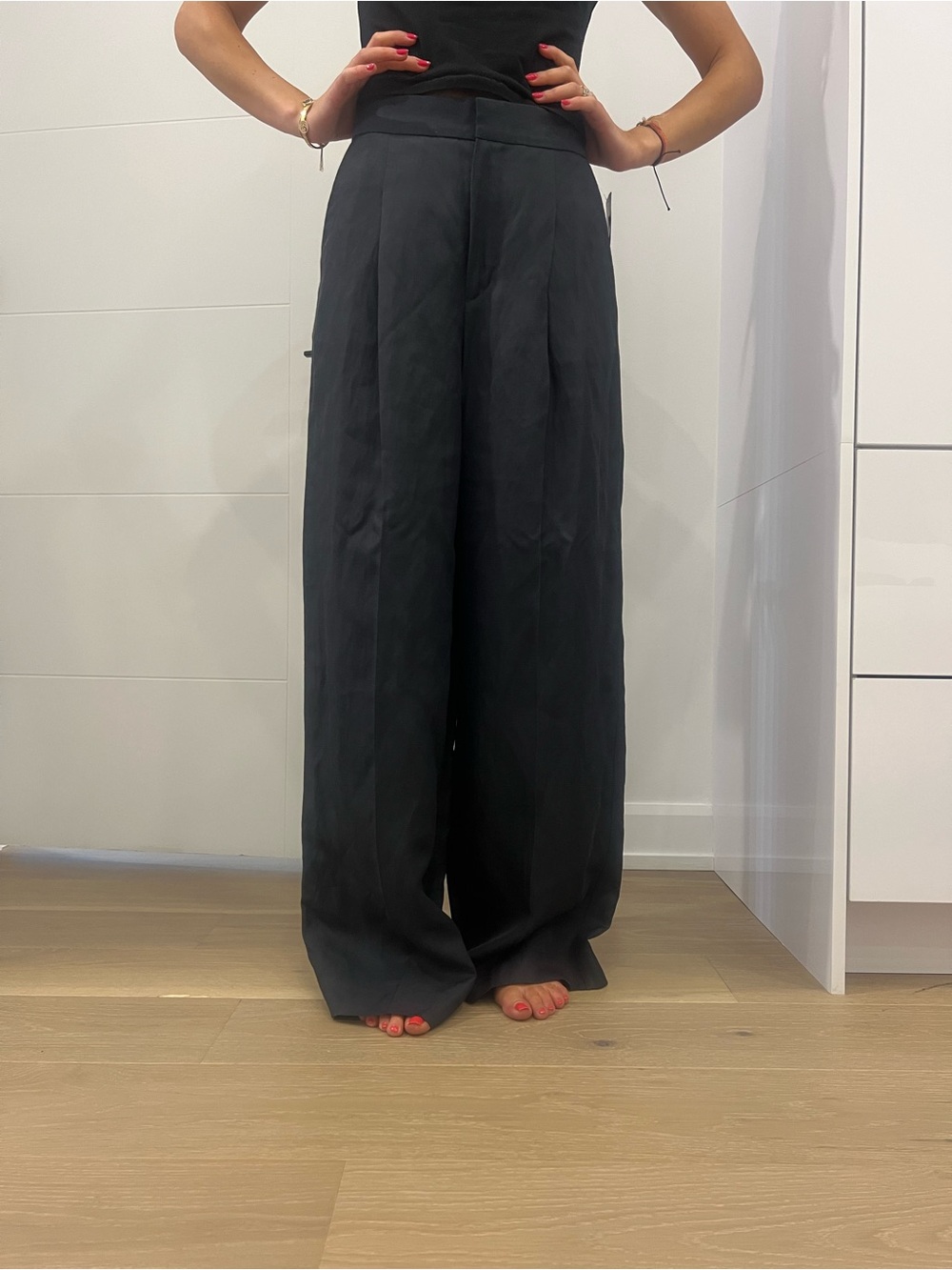 SOEUR Navy Blue Size 40 Wide-Leg Pleated Trousers NWT $400+ | French Chic